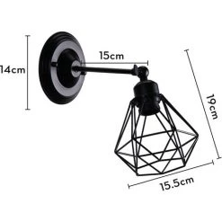 STOEX Applique Murale Intérieur Industrielle Réglable, Vintage Abat-jour Cage Dimmable E27 Luminaire Murale En Métal Pour Salon, Salle à Manger, Couloir, Noir (sans Ampoule) -Lampe Soldes Boutique 55909859 5