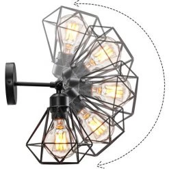 STOEX Lot De 2 Applique Murale Interieur Industrielle Réglable Cage Forme Diamant Vintage E27 Pour Salons Chambres Couloir Escaliers Noir 8 STOEX Lot De 2 Applique Murale Interieur Industrielle Réglable Cage Forme Diamant Vintage E27 Pour Salons Chambres Couloir Escaliers Noir -Lampe Soldes Boutique 55909869 4