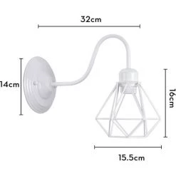 STOEX Applique Murale Intérieur Vintage Industrielle Lampe Murale E27 Luminaire Abat-jour En Métal Avec Support En Bois Pour Salon Couloir Bar (Blanc) 9 STOEX Applique Murale Intérieur Vintage Industrielle Lampe Murale E27 Luminaire Abat-jour En Métal Avec Support En Bois Pour Salon Couloir Bar (Blanc) -Lampe Soldes Boutique 55909976 5