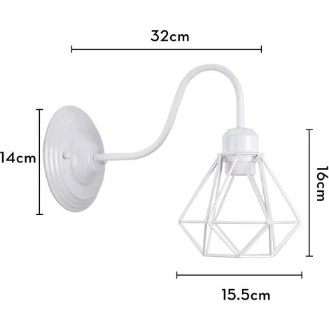 STOEX Applique Murale Intérieur Vintage Industrielle Lampe Murale E27 Luminaire Abat-jour En Métal Avec Support En Bois Pour Salon Couloir Bar (Blanc) 5 STOEX Applique Murale Intérieur Vintage Industrielle Lampe Murale E27 Luminaire Abat-jour En Métal Avec Support En Bois Pour Salon Couloir Bar (Blanc) – Image 5