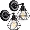 STOEX 2PCS Applique Murale Intérieur Industrielle Réglable, Vintage Abat-jour Cage Dimmable E27 Luminaire Murale En Métal Pour Salon, Salle à Manger, Couloir, Noir (sans Ampoule)