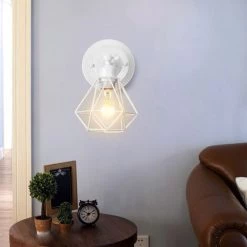 STOEX 2PCS Applique Murale Intérieur Industrielle Réglable, Vintage Abat-jour Cage Dimmable E27 Luminaire Murale En Métal Pour Salon, Salle à Manger, Couloir, Blanc (sans Ampoule) 7 STOEX 2PCS Applique Murale Intérieur Industrielle Réglable, Vintage Abat-jour Cage Dimmable E27 Luminaire Murale En Métal Pour Salon, Salle à Manger, Couloir, Blanc (sans Ampoule) -Lampe Soldes Boutique 55910010 3