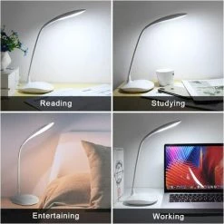 ROSIER Lampe De Bureau à LED, Lampe De Lecture Led Pour Livre Avec Câble USB, 20 LED, 3 Niveaux De Luminosité, Flexible 360, 1200mAh, Touch Control, Protection Des Yeux, Pour Apprendre, Lire,VEBTles -Lampe Soldes Boutique 56116080 4