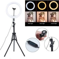 OULIGAY LED Lumière Anneau 12.5 Pouces Réglable Vidéo Eclairage Kit Avec Pied Réglable En Hauteur De 1,6 M / Trois Modes D'éclairage LED