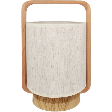 Lampe De Chevet Bois Avec Abat Jour En Lin H.33 Cm - Beige - SILUMEN 1 Lampe De Chevet Bois Avec Abat Jour En Lin H.33 Cm - Beige - SILUMEN