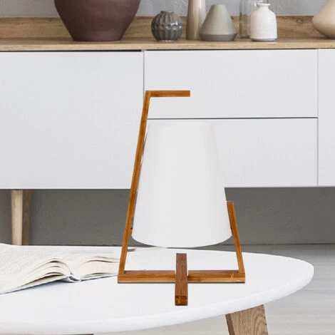 FALSE Lampe à Poser En Bambou Papier Et Polypropylène 32cm - SILUMEN 2 FALSE Lampe à Poser En Bambou Papier Et Polypropylène 32cm - SILUMEN – Image 2
