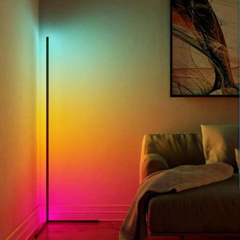 FALSE Lampe Néon Sur Pied Design Connectée WIFI RGB 142cm Avec Télécommande - Noir - SILUMEN 2 FALSE Lampe Néon Sur Pied Design Connectée WIFI RGB 142cm Avec Télécommande - Noir - SILUMEN – Image 2