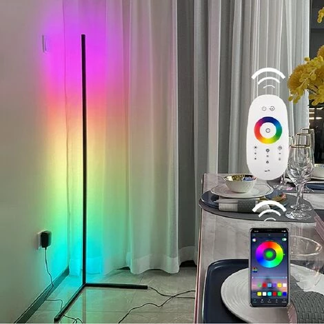 FALSE Lampe Néon Sur Pied Design Connectée WIFI RGB 142cm Avec Télécommande - Noir - SILUMEN 4 FALSE Lampe Néon Sur Pied Design Connectée WIFI RGB 142cm Avec Télécommande - Noir - SILUMEN – Image 4