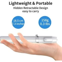 ROSIER Perche à Selfie Bluetooth, Trépied Extensible En Aluminium Avec Télécommande Sans Fil Pour IPhone 12/12 Pro/11/XS Max/XR/XS/X/8/7 Plus, Samsung, Huawei… (Blanc, 644mm),VEBTles -Lampe Soldes Boutique 56707756 5
