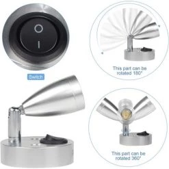 BARES 3W 12V LED Lampe De Lecture Pour Bateau Caravane Camping-car Voiture, Avec Son Propre Interrupteur, Lumière Blanche Chaude, 3000K, 220lm, 60 * 96mm, Argent 7 BARES 3W 12V LED Lampe De Lecture Pour Bateau Caravane Camping-car Voiture, Avec Son Propre Interrupteur, Lumière Blanche Chaude, 3000K, 220lm, 60 * 96mm, Argent -Lampe Soldes Boutique 56837960 3