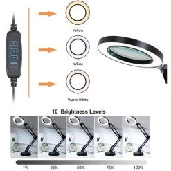 ASUPERMALL Lampe De Bureau A Bras Long Avec 64 Led, Grossissement 8X, Commutation De Temperature De Couleur 3 / Luminosite 10 Reglable, Alimentation Usb, Noir 7 ASUPERMALL Lampe De Bureau A Bras Long Avec 64 Led, Grossissement 8X, Commutation De Temperature De Couleur 3 / Luminosite 10 Reglable, Alimentation Usb, Noir -Lampe Soldes Boutique 57111986 3