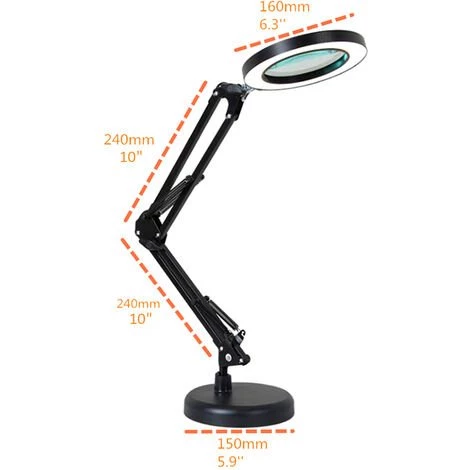 ASUPERMALL Lampe De Bureau A Bras Long Avec 64 Led, Grossissement 8X, Commutation De Temperature De Couleur 3 / Luminosite 10 Reglable, Alimentation Usb, Noir 5 ASUPERMALL Lampe De Bureau A Bras Long Avec 64 Led, Grossissement 8X, Commutation De Temperature De Couleur 3 / Luminosite 10 Reglable, Alimentation Usb, Noir – Image 5