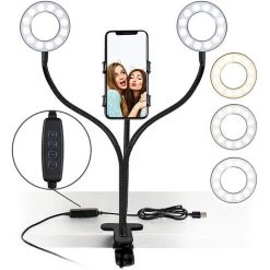 DYHF Anneau Led Lumiere De Remplissage Dimmable Anneau De Photographie Lumiere De Remplissage Avec De Telephone Portable Selfie Anneau De Lumiere Pour Diffusion En Direct/Maquillage/Video Youtube,Noir - Noir