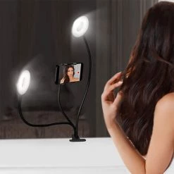 DYHF Anneau Led Lumiere De Remplissage Dimmable Anneau De Photographie Lumiere De Remplissage Avec De Telephone Portable Selfie Anneau De Lumiere Pour Diffusion En Direct/Maquillage/Video Youtube,Noir - Noir -Lampe Soldes Boutique 57342087 4