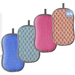 HKLFFJA Eponge Lavable 4 Pcs - Eponge Reutilisable Vaisselle - Eponge Microfibre Antibacterienne