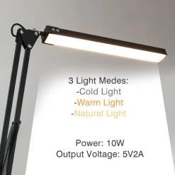 ZEMO Lampe De Bureau LED 10W- NOIR- Luminosité Ajustable Lampe De Table Réglable -Lampe De Table Pliable Avec Pince-Lampe De Table -Lampe Soldes Boutique 57705223 3