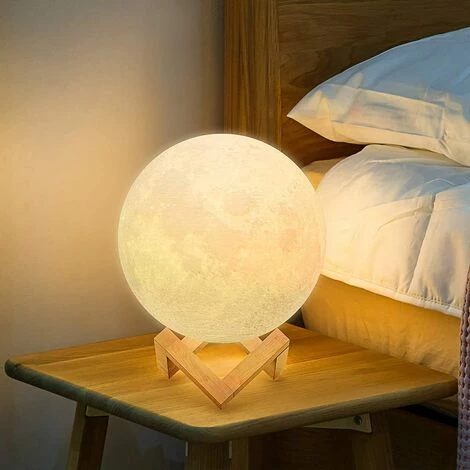 AUTRES Lampe 3D De Lune - Port D'USB - Support En Bois - 20 Cm 4 AUTRES Lampe 3D De Lune - Port D'USB - Support En Bois - 20 Cm – Image 4