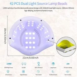 ROSIER Lampe UV LED Ongles Gel, 130W Professionnel Sèche Ongles Automatique, Séchage Rapide, 42 LED Lampe, Grand LCD Ecran, 4 Minuteries 10s/30s/60s/120s Pour Vernis Semi Permanent, Gel Et Vernis——VEBTles -Lampe Soldes Boutique 57795162 3