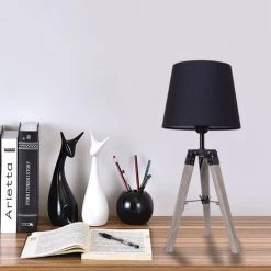 DYHF Lot De 2 Lampes De Chevet Trépied En Bois Foncé Noir - Noir -Lampe Soldes Boutique 58069563 5