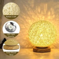 GRID COOL Lampe De Table En Bois, Veilleuse à LED En Rotin, Lampe De Table De Chevet RVB Avec Abat-jour Tricoté à La Main Et Télécommande Pour Chambre à Coucher, Salon, Table De Chevet 7 GRID COOL Lampe De Table En Bois, Veilleuse à LED En Rotin, Lampe De Table De Chevet RVB Avec Abat-jour Tricoté à La Main Et Télécommande Pour Chambre à Coucher, Salon, Table De Chevet -Lampe Soldes Boutique 58348460 3
