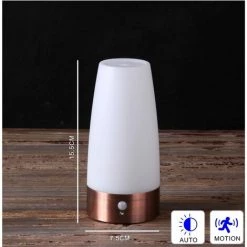 AOUGO Lampe De Table, Veilleuse LED Rétro, Lampe De Chevet Avec Capteur De Mouvement PIR Sans Fil, Nécessite 3 Piles AAA 1,5 V, Plastique, Lumière Blanche, Ronde -Lampe Soldes Boutique 58575834 3