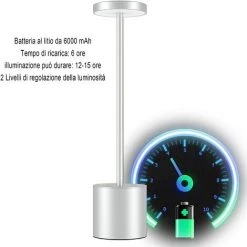HKLFFJA Lampe De Table Sans Fil, Batterie Rechargeable 6000 MAh, 2 Niveaux De Luminosité, Lampe De Chevet En Métal, Pour Salon, Chambre à Coucher, Bureau, Studio (doré) -Lampe Soldes Boutique 58664938 4