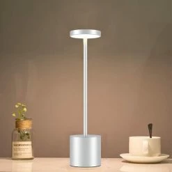 EINEMGELD Lampe De Table, Sans Fil, Dimmable, LED, Batterie, Lampe De Table,, Métal, Aluminium, USB, Rechargeable, Lampe De Chevet