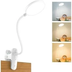 TRIOMPHE Lampe De Bureau LED Sans Fil Rechargeable,T-Audace 3 Couleur Et 3 Intensité Réglables, Lampe De Chevet USB Tactile Avec Pince Pour Enfants , 20 LEDs Flexible 360°Portable Lampe De Lecture Clipsable [Classe énergétique A+++]