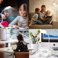 TRIOMPHE Lampe De Bureau LED Sans Fil Rechargeable,T-Audace 3 Couleur Et 3 Intensité Réglables, Lampe De Chevet USB Tactile Avec Pince Pour Enfants , 20 LEDs Flexible 360°Portable Lampe De Lecture Clipsable [Classe énergétique A+++] -Lampe Soldes Boutique 58773282 5