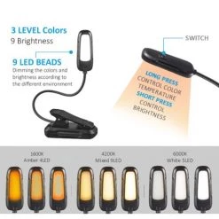 TRIOMPHE Lampe De Lecture Liseuse Lampe Pour Livre,T-Audace USB Rechargeable Lampe Lecture 9 LED Con 3 Modes De Luminosité Et 3 Température De Couleur,360°Cou Flexible Lampe Pince Veilleuse Pour Lit,Chevet,Nuit -Lampe Soldes Boutique 58773285 5