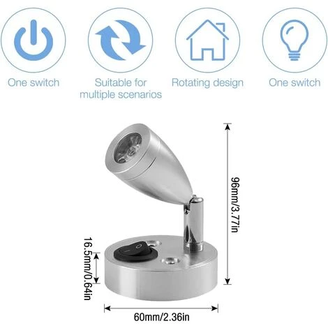 IRISFR 12V LED Spot Lampe De Lecture, 2 Pièces Lampes Dintérieur De Caravane, 3W Lampes De Lecture De Camping-car à LED Avec Interrupteur, Auto LED Lumière Intérieure Pour Camping-Car, Camper Van,Lilaris 2 IRISFR 12V LED Spot Lampe De Lecture, 2 Pièces Lampes Dintérieur De Caravane, 3W Lampes De Lecture De Camping-car à LED Avec Interrupteur, Auto LED Lumière Intérieure Pour Camping-Car, Camper Van,Lilaris – Image 2
