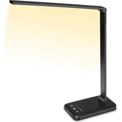 ENLENK Lampe De Bureau LED, Lampe De Bureau Réglable, 5 Modes D'éclairage, 10 Niveaux De Luminosité, Contrôle Tactile, Lampe De Bureau Pliable Avec Port De Charge USB, Noir