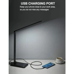 ENLENK Lampe De Bureau LED, Lampe De Bureau Réglable, 5 Modes D'éclairage, 10 Niveaux De Luminosité, Contrôle Tactile, Lampe De Bureau Pliable Avec Port De Charge USB, Noir -Lampe Soldes Boutique 58845299 4
