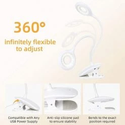 HIASDFLS Lampe De Bureau Led Sans Fil Usb Rechargeable, 3 Luminosité Lampe De Lecture À Pince Tactile 360 ° Réglable Pour Enfants 1200Mah Protection Des Yeux Lampe Clip Flexible Pour Lire, Lit -Lampe Soldes Boutique 59008254 4