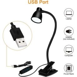 HIASDFLS Lampe De Bureau Dimmable Led À Pince, Lampe Architecte Pliable Avec Clamp, 360 ° Flexible Lampe Esthétique À 3 Modes De Couleurs Avec Bras Pivotant En Métal, Luminosité Réglable Avec Bouton -Lampe Soldes Boutique 59008309 5
