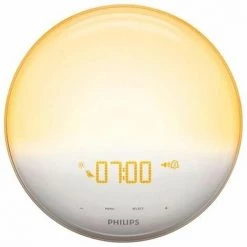 Lampe Soldes Boutique 4 EVEIL LUMIERE VEILLEUSE ET GUIDE DE NUIT LED ECRAN TACTILE RADIO REVEIL PHILIPS - HF3531.01 - Blanc