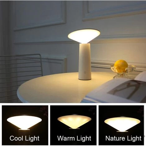 EINEMGELD LED Lampe De Table Sans Fil, USB Lampe De Bureau Rechargeable, Lampe De Chevet Tactile Dimmable Sans Câble, 3 Couleurs, Pour Intérieur/Extérieur, Restaurant, Bar, IP54, Blanc 3 EINEMGELD LED Lampe De Table Sans Fil, USB Lampe De Bureau Rechargeable, Lampe De Chevet Tactile Dimmable Sans Câble, 3 Couleurs, Pour Intérieur/Extérieur, Restaurant, Bar, IP54, Blanc – Image 3