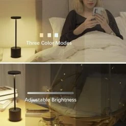 EINEMGELD Lampes De Table Sans Fil, Lampe De Bureau LED Rechargeable Hapfish 8000mAh Avec Télécommande, 3 Modes De Couleur, Lumières Modernes à Piles Pour Chambre, Bureau, Salle à Manger -Lampe Soldes Boutique 59659194 5