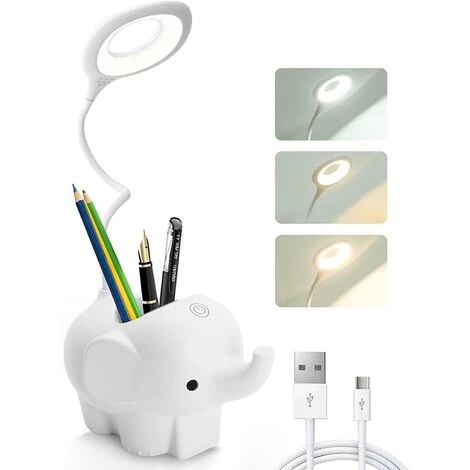 EINEMGELD Lampe De Bureau LED, Avec Porte-stylo, Sans Fil, à Contrôle Tactile Lumière Ajustable Flexible USB Batterie Rechargeable, Convient Pour Chambre, Bureau, Enfant Garçon Fille (Blanc) 1 EINEMGELD Lampe De Bureau LED, Avec Porte-stylo, Sans Fil, à Contrôle Tactile Lumière Ajustable Flexible USB Batterie Rechargeable, Convient Pour Chambre, Bureau, Enfant Garçon Fille (Blanc)