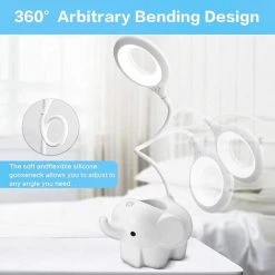 EINEMGELD Lampe De Bureau LED, Avec Porte-stylo, Sans Fil, à Contrôle Tactile Lumière Ajustable Flexible USB Batterie Rechargeable, Convient Pour Chambre, Bureau, Enfant Garçon Fille (Blanc) 7 EINEMGELD Lampe De Bureau LED, Avec Porte-stylo, Sans Fil, à Contrôle Tactile Lumière Ajustable Flexible USB Batterie Rechargeable, Convient Pour Chambre, Bureau, Enfant Garçon Fille (Blanc) -Lampe Soldes Boutique 59659230 3
