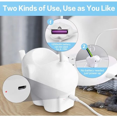 EINEMGELD Lampe De Bureau LED, Avec Porte-stylo, Sans Fil, à Contrôle Tactile Lumière Ajustable Flexible USB Batterie Rechargeable, Convient Pour Chambre, Bureau, Enfant Garçon Fille (Blanc) 4 EINEMGELD Lampe De Bureau LED, Avec Porte-stylo, Sans Fil, à Contrôle Tactile Lumière Ajustable Flexible USB Batterie Rechargeable, Convient Pour Chambre, Bureau, Enfant Garçon Fille (Blanc) – Image 4