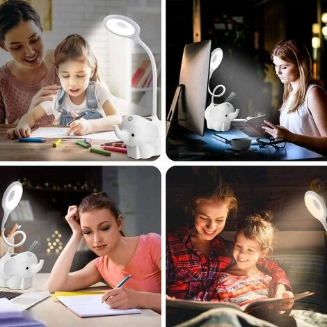 EINEMGELD Lampe De Bureau LED, Avec Porte-stylo, Sans Fil, à Contrôle Tactile Lumière Ajustable Flexible USB Batterie Rechargeable, Convient Pour Chambre, Bureau, Enfant Garçon Fille (Blanc) 5 EINEMGELD Lampe De Bureau LED, Avec Porte-stylo, Sans Fil, à Contrôle Tactile Lumière Ajustable Flexible USB Batterie Rechargeable, Convient Pour Chambre, Bureau, Enfant Garçon Fille (Blanc) – Image 5