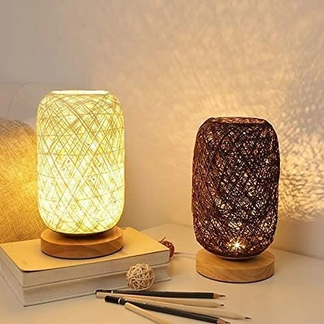 EINEMGELD Lampe De Chevet Moderne En Bambou Et Rotin - Lampe De Table Moderne Et Créative Avec Base En Bois - Décoration Personnalisée - Lampe Led à Intensité Variable - Lampe De Chevet Pour Salon 5 EINEMGELD Lampe De Chevet Moderne En Bambou Et Rotin - Lampe De Table Moderne Et Créative Avec Base En Bois - Décoration Personnalisée - Lampe Led à Intensité Variable - Lampe De Chevet Pour Salon – Image 5