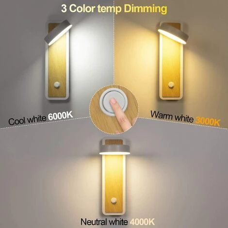 EINEMGELD Applique Murale LED 12 W Applique Murale En Bois D'intérieur Rétro Moderne Avec Interrupteur Applique Murale En Fer Rotative à 360° Adaptée Pour Escaliers, Chambre, Salle De Bain, Salon (blanc) 2 EINEMGELD Applique Murale LED 12 W Applique Murale En Bois D'intérieur Rétro Moderne Avec Interrupteur Applique Murale En Fer Rotative à 360° Adaptée Pour Escaliers, Chambre, Salle De Bain, Salon (blanc) – Image 2