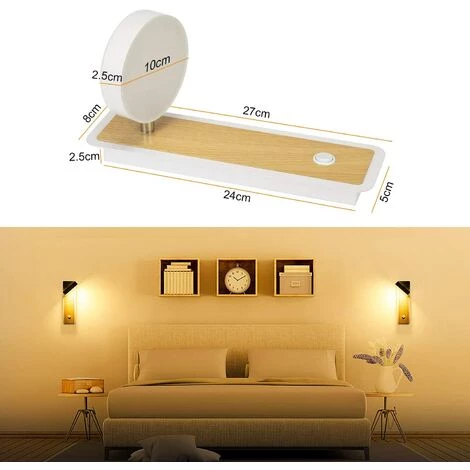 EINEMGELD Applique Murale LED 12 W Applique Murale En Bois D'intérieur Rétro Moderne Avec Interrupteur Applique Murale En Fer Rotative à 360° Adaptée Pour Escaliers, Chambre, Salle De Bain, Salon (blanc) 4 EINEMGELD Applique Murale LED 12 W Applique Murale En Bois D'intérieur Rétro Moderne Avec Interrupteur Applique Murale En Fer Rotative à 360° Adaptée Pour Escaliers, Chambre, Salle De Bain, Salon (blanc) – Image 4