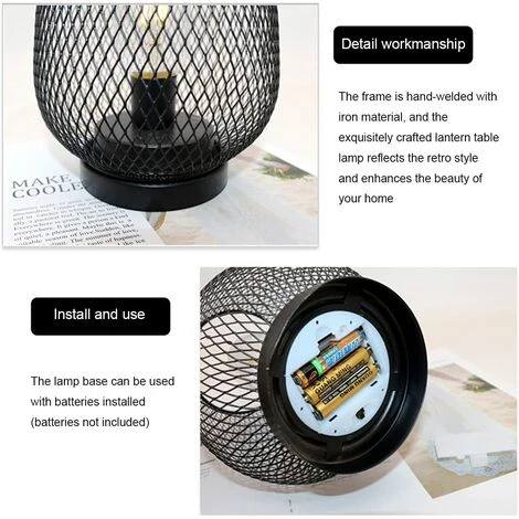 EINEMGELD 2 Metal Cage Table Lamp Battery Powered, Cordless Accent Light With LED Edison Style Bulb For Bedroom Home Weddings Parties Patio Indoors Outdoors(Egg Shape) 5 EINEMGELD 2 Metal Cage Table Lamp Battery Powered, Cordless Accent Light With LED Edison Style Bulb For Bedroom Home Weddings Parties Patio Indoors Outdoors(Egg Shape) – Image 5
