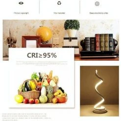 EINEMGELD Lampe De Chevet En LED Spirale 12W Blanc Chaud Protection Des Yeux Luminosité, LED Lampe De Table/éclairage Décoratif Pour Chambre à Coucher Salon (blanc) -Lampe Soldes Boutique 59659619 3