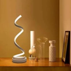 EINEMGELD Lampe De Chevet En LED Spirale 12W Blanc Chaud Protection Des Yeux Luminosité, LED Lampe De Table/éclairage Décoratif Pour Chambre à Coucher Salon (blanc) -Lampe Soldes Boutique 59659619 5