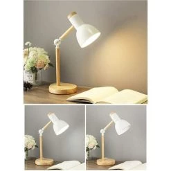 EINEMGELD Lampe De Table Lampe De Lecture LED Au Design Classique En Bois, Avec Bras Pivotants En Bois, Lampe De Table E27, Lampe D'étude, Lampe De Travail, Lampe De Bureau, Lampe De Chevet, - Rose -Lampe Soldes Boutique 59659620 4