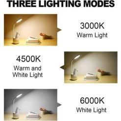 EINEMGELD Lampe De Bureau, Lampe De Table LED à Intensité Variable Veilleuse Pour Enfants Avec Interrupteur Tactile Et Porte-Stylo, 24 LED, Lampe De Chevet Rechargeable USB Pour Lire, Etudier -Lampe Soldes Boutique 59659689 3